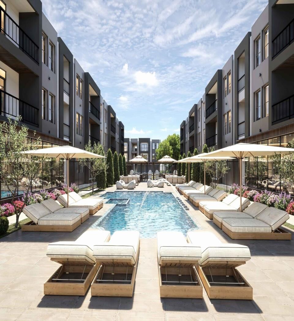 Pool with cabanas