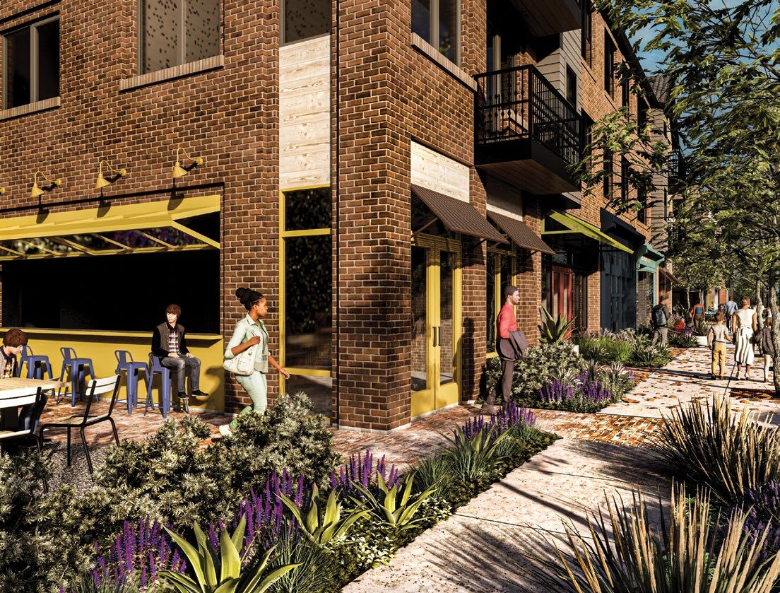 Retail street with patios