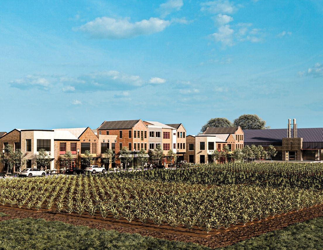 Town center beside the working farm